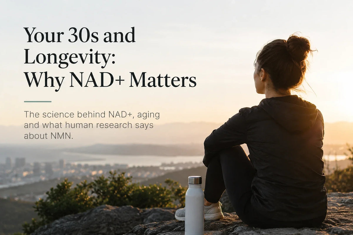NAD+ and healthy aging concept showing cellular longevity research